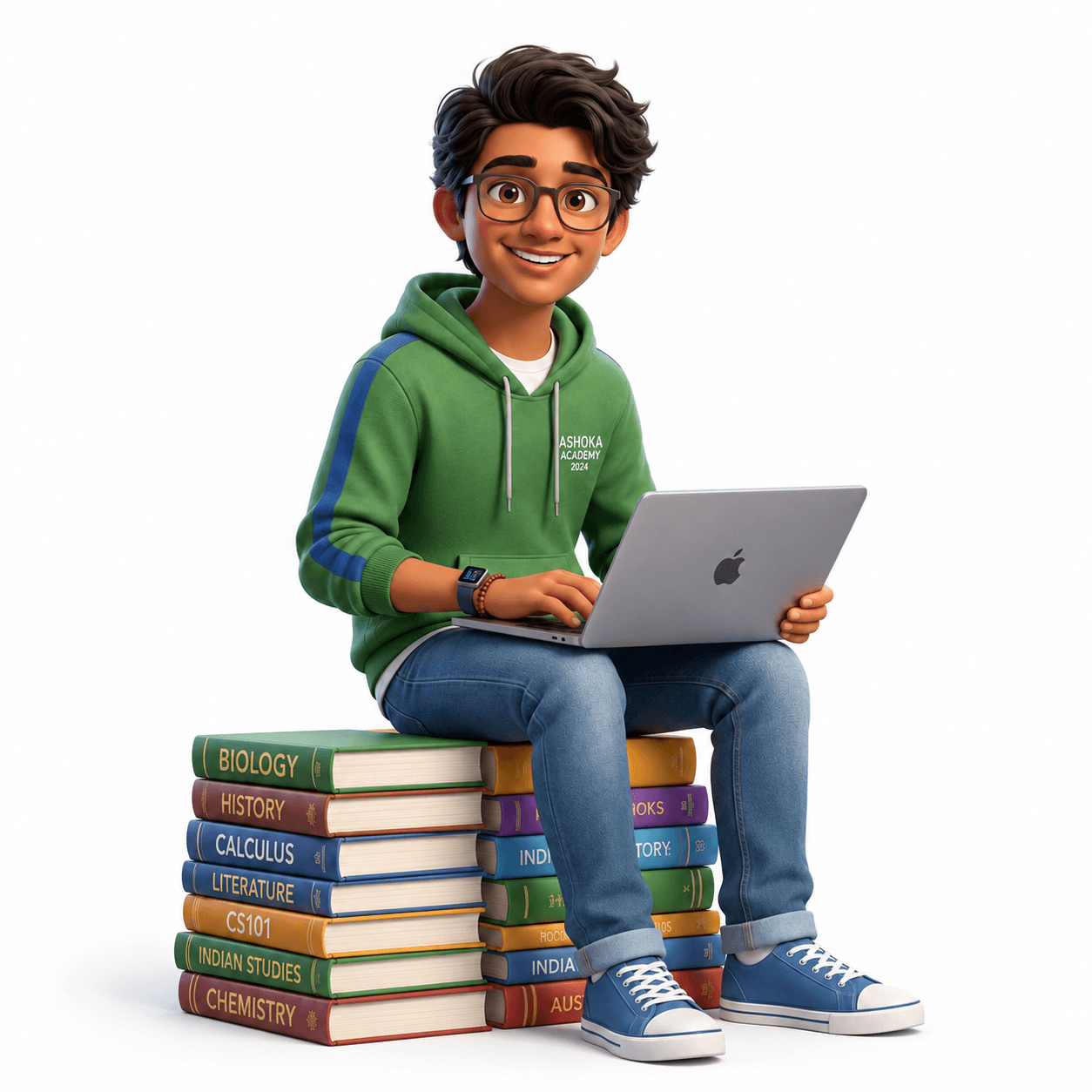 Student learning with laptop